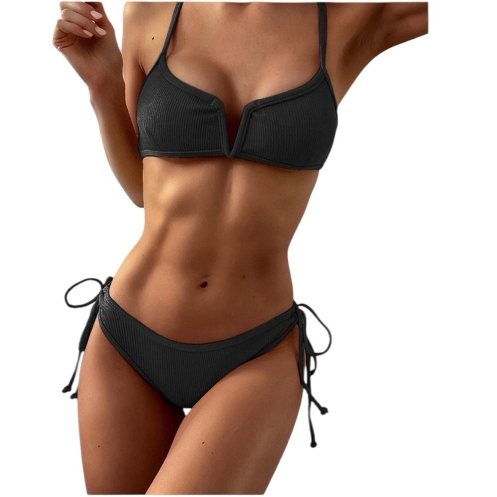 Zaful Black Sporty Bandeau Triangle Bikini Set Women’s Size XL 12-14 NWT